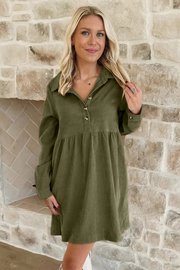 Corduroy Olive Dress