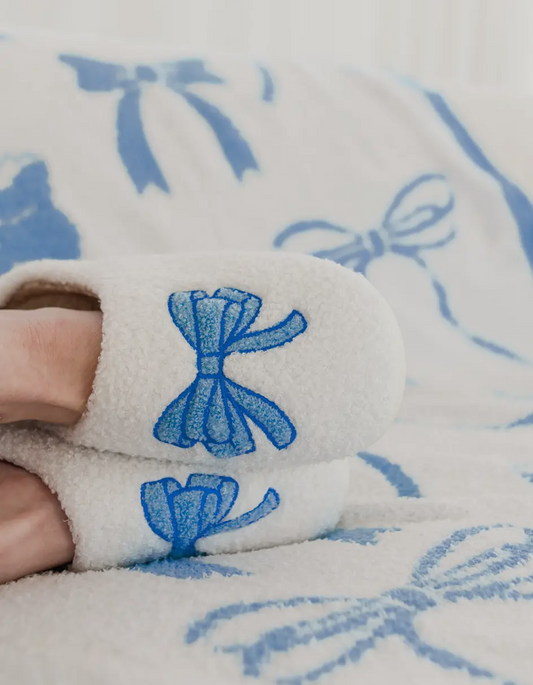 Blue Bow Slippers
