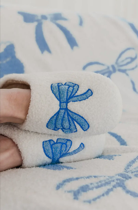 Blue Bow Slippers