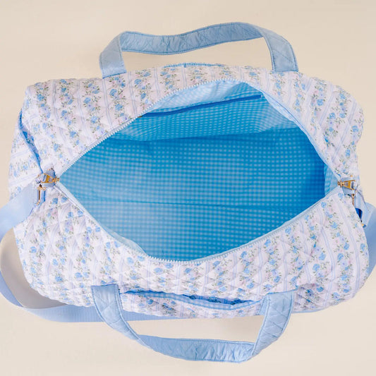 Quilted Weekender Bag Petal Parade Blue