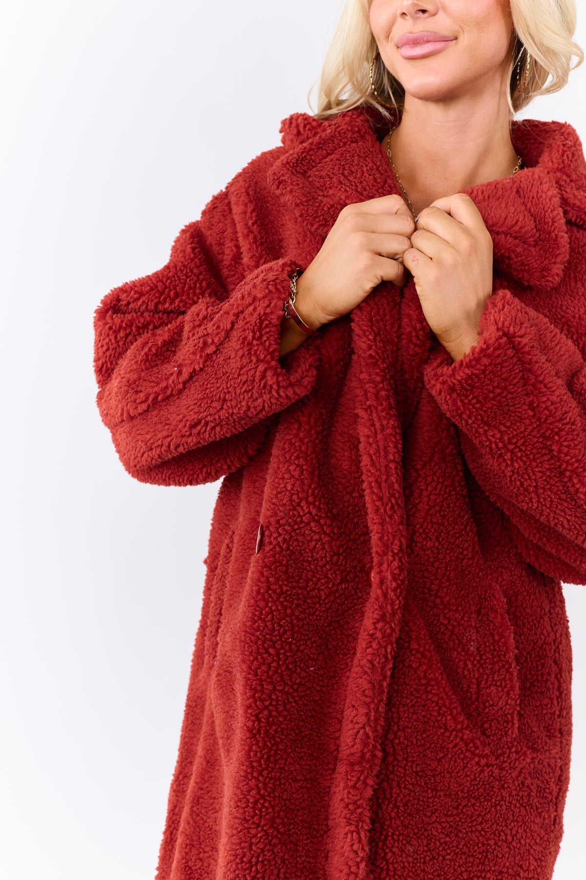 Teddy Coat - Crimson
