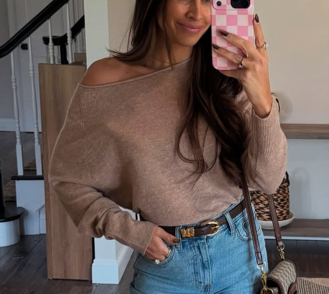 Taupe Off The Shoulder Top