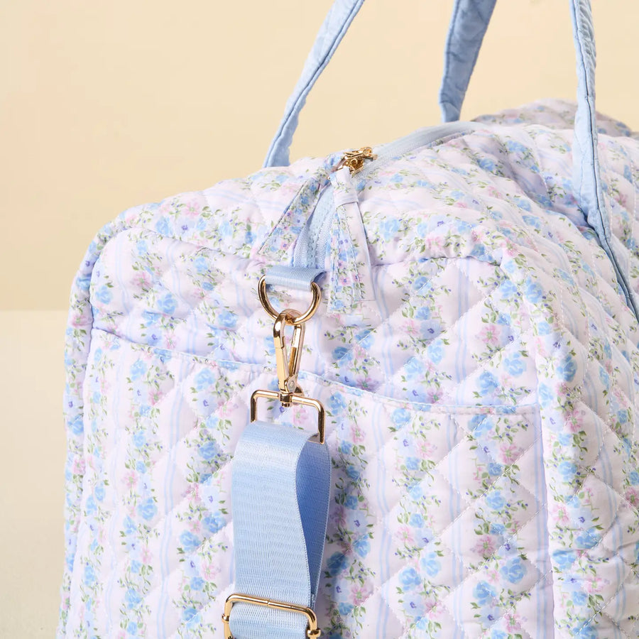 Quilted Weekender Bag Petal Parade Blue