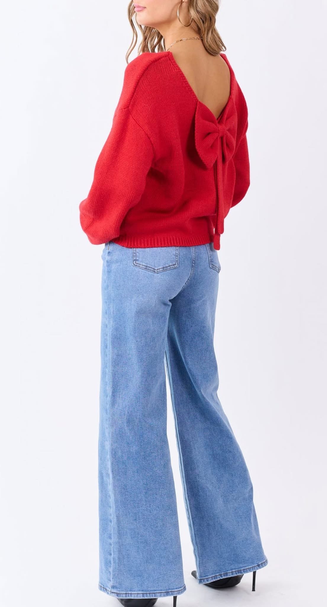 Red Bow Back Sweater