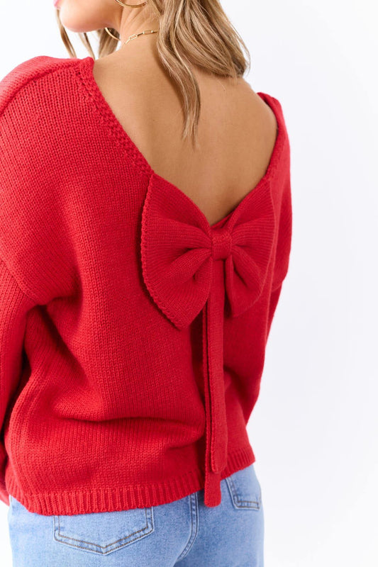 Red Bow Back Sweater